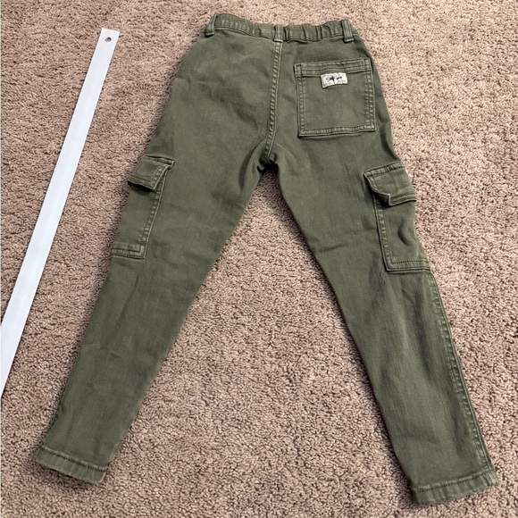 Zara Cargo Jeans Boys Size 6 Olive Green Skinny Stretch Adjustable Waist Pant - Picture 8 of 9